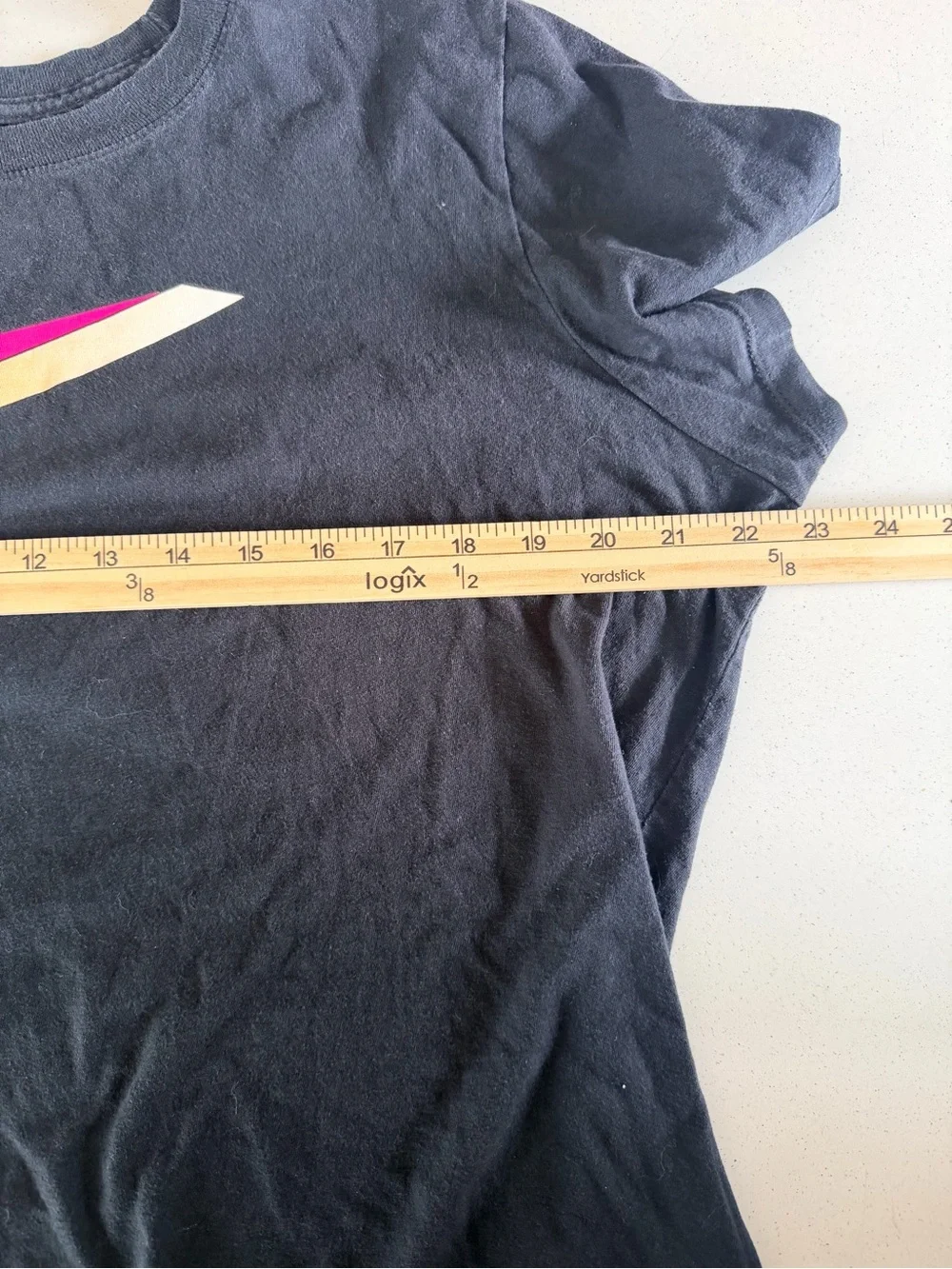 Nike Black Tee with Pink & Cream Swoosh Accent
